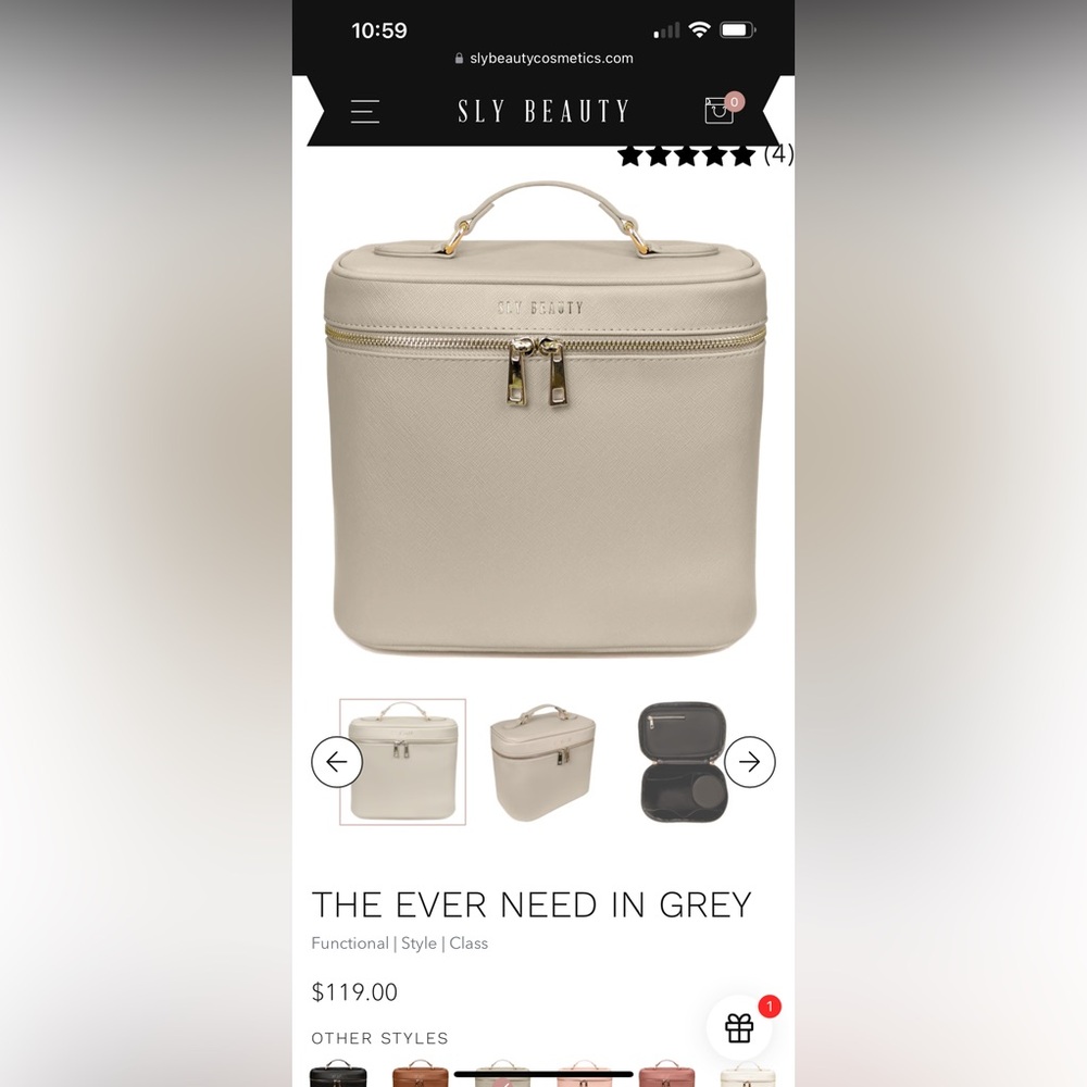 Sly Beauty Cosmetic Bag, Grey